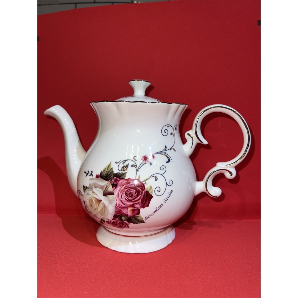 European Style Ceramic Flower Teapot Coffee Pot Water Pot Porcelain Jomop
